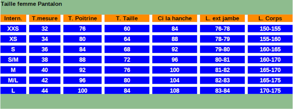 taille pantolon